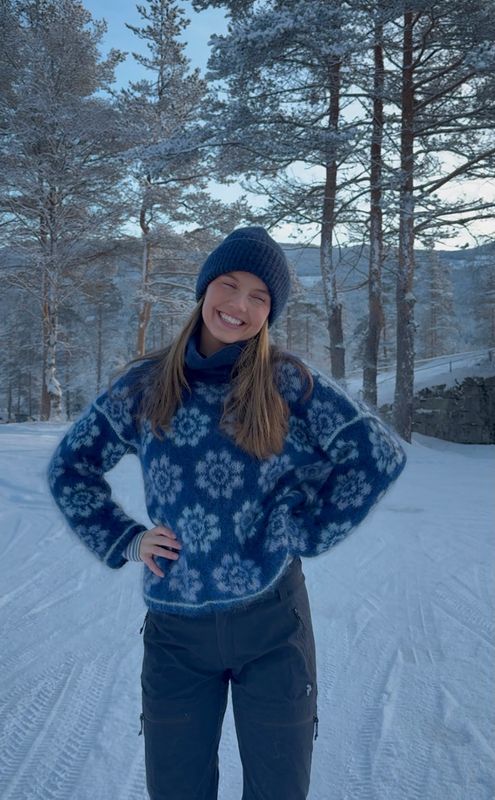 Mari Sweater - Marineblå og lysegrå