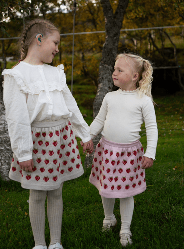 Jordbærskjørt - rosa/hvit/grønn